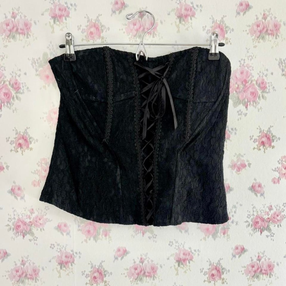 Y2K Ricki's Black Lace Corset Top (8)